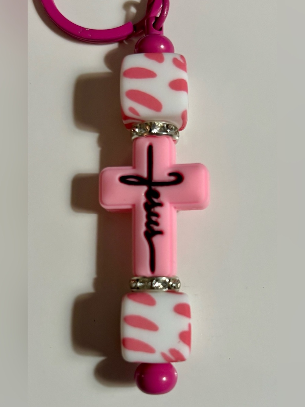 NIP Pink Cross Keychain Charm